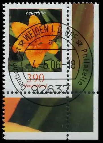 BRD BUND DS BLUMEN Nr 2534 zentrisch gestempelt ECKE-URE 34A77A