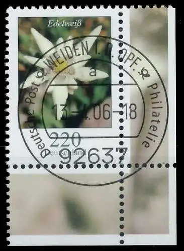 BRD BUND DS BLUMEN Nr 2530 zentrisch gestempelt ECKE-URE 34A76E