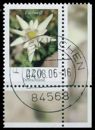 BRD BUND DS BLUMEN Nr 2530 zentrisch gestempelt ECKE-URE 34A772