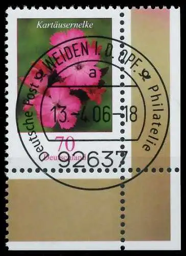 BRD BUND DS BLUMEN Nr 2529 zentrisch gestempelt ECKE-URE 34A762