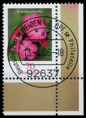 BRD BUND DS BLUMEN Nr 2529 zentrisch gestempelt ECKE-URE 34A762