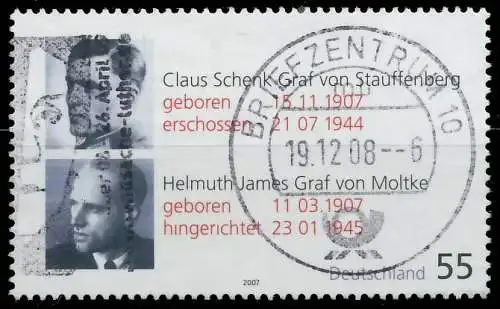 BRD BUND 2007 Nr 2590 zentrisch gestempelt 34AB82