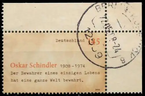 BRD BUND 2008 Nr 2660 zentrisch gestempelt ECKE-ORE 3605FA