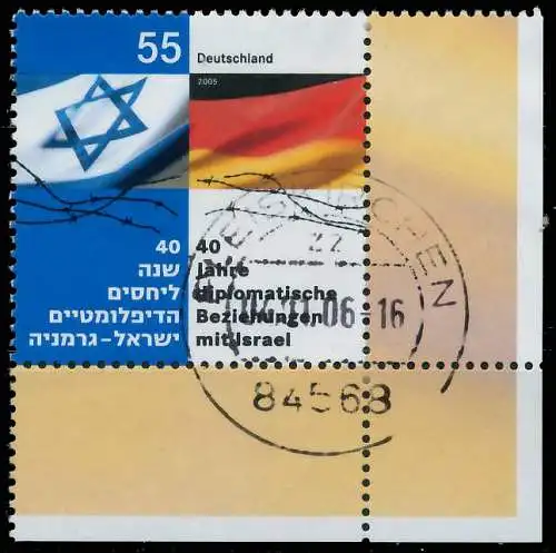 BRD BUND 2005 Nr 2498 zentrisch gestempelt ECKE-URE 397DAA