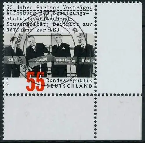 BRD BUND 2005 Nr 2459 zentrisch gestempelt ECKE-URE 397E0E