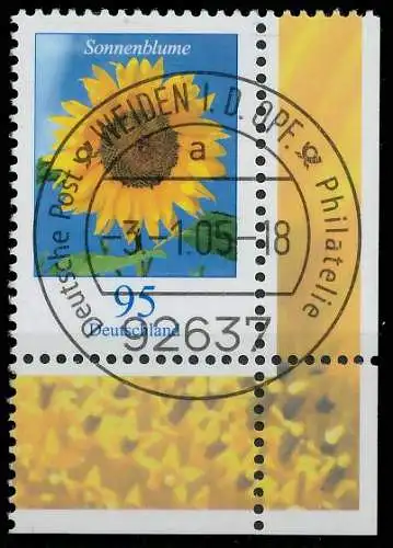 BRD BUND DS BLUMEN Nr 2434 zentrisch gestempelt ECKE-URE 397F42