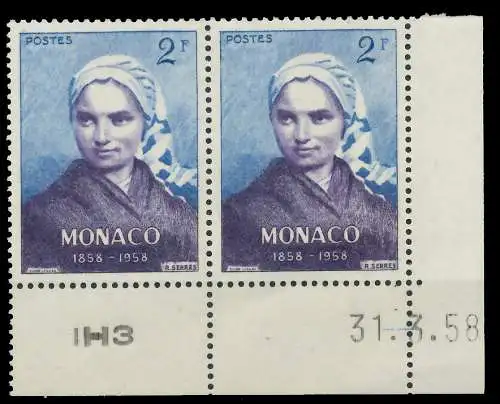 MONACO 1958 Nr 591 postfrisch WAAGR PAAR ECKE-URE 3BA6F2