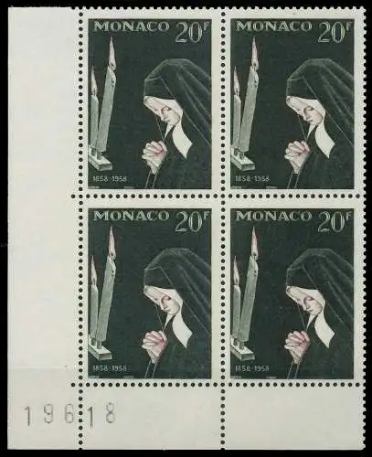 MONACO 1958 Nr 597 postfrisch VIERERBLOCK ECKE-ULI 3BA712