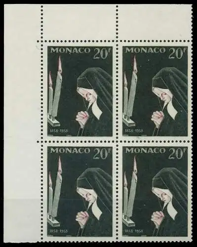 MONACO 1958 Nr 597 postfrisch VIERERBLOCK ECKE-OLI 3BA726