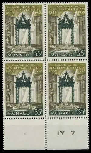 MONACO 1958 Nr 598 postfrisch VIERERBLOCK URA 3BA75A