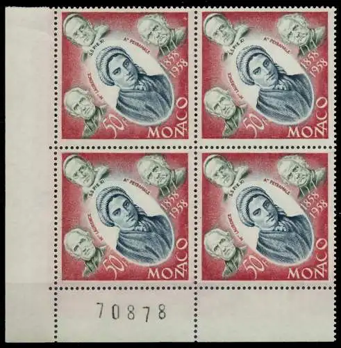 MONACO 1958 Nr 599 postfrisch VIERERBLOCK ECKE-ULI 3BA7AA