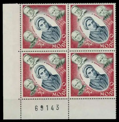 MONACO 1958 Nr 599 postfrisch VIERERBLOCK ECKE-ULI 3BA7B2