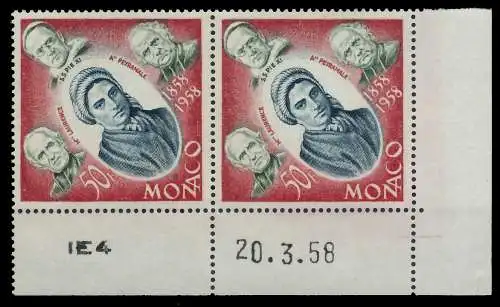MONACO 1958 Nr 599 postfrisch WAAGR PAAR ECKE-URE 3BA826