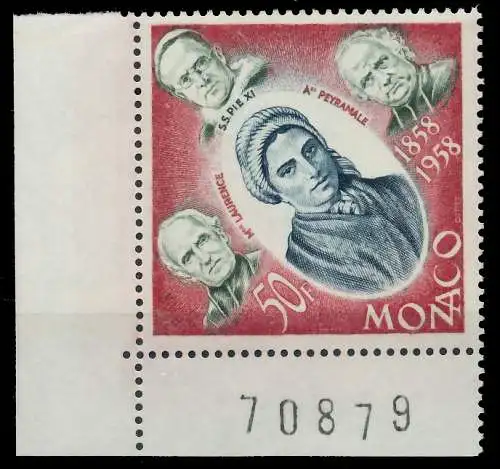 MONACO 1958 Nr 599 postfrisch VIERERBLOCK ECKE-ULI 3BA82E