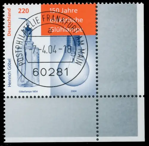 BRD BUND 2004 Nr 2395 zentrisch gestempelt ECKE-URE 3C8906