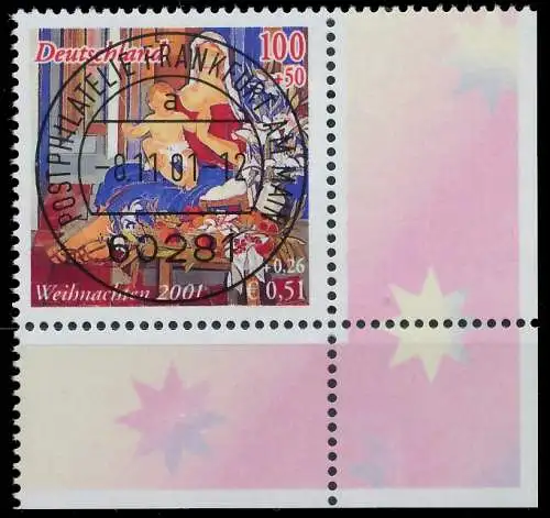 BRD BUND 2001 Nr 2226 zentrisch gestempelt ECKE-URE 3CD352