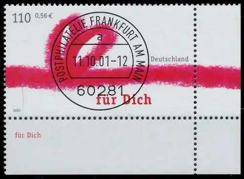 BRD BUND 2001 Nr 2223 zentrisch gestempelt ECKE-URE 3CD342