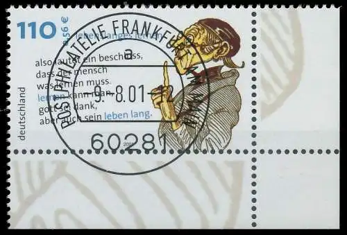 BRD BUND 2001 Nr 2209 zentrisch gestempelt ECKE-URE 3CD3B6