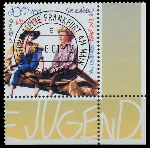 BRD BUND 2001 Nr 2194 zentrisch gestempelt ECKE-URE 3CD43E