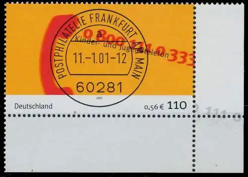 BRD BUND 2001 Nr 2164 zentrisch gestempelt ECKE-URE 3D05D2
