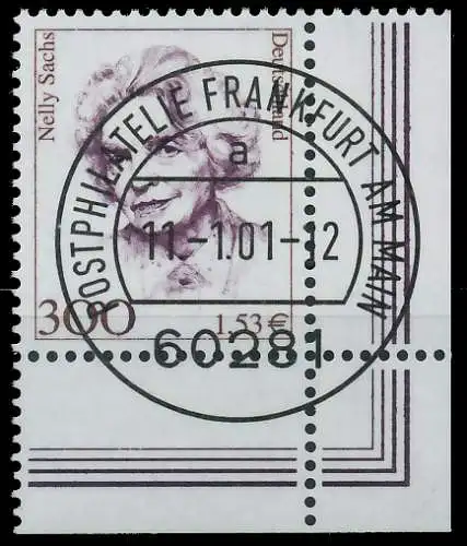 BRD BUND DS FRAUEN Nr 2159 gestempelt ECKE-URE 3D0646