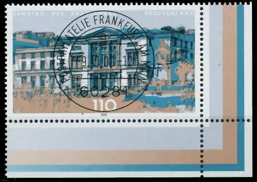 BRD BUND 2000 Nr 2153 zentrisch gestempelt ECKE-URE 3D074A