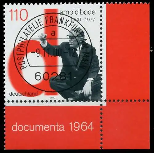 BRD BUND 2000 Nr 2155 zentrisch gestempelt ECKE-URE 3D0772