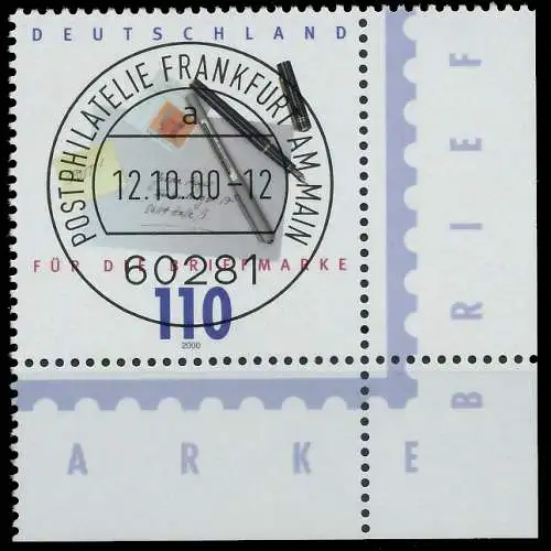 BRD BUND 2000 Nr 2148 zentrisch gestempelt ECKE-URE 3D0782