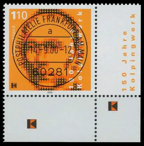 BRD BUND 2000 Nr 2135 zentrisch gestempelt ECKE-URE 3D087E