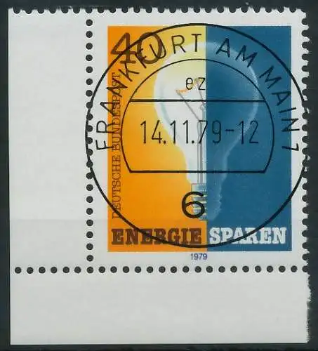 BRD BUND 1979 Nr 1031 zentrisch gestempelt ECKE-ULI 3D65D2