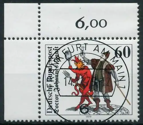 BRD BUND 1979 Nr 1030 zentrisch gestempelt ECKE-OLI 3D65E6
