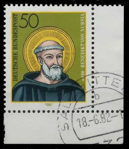 BRD BUND 1980 Nr 1055 gestempelt ECKE-URE 3D6692