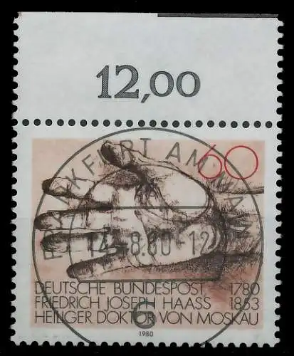 BRD BUND 1980 Nr 1056 zentrisch gestempelt ORA 3D66AA