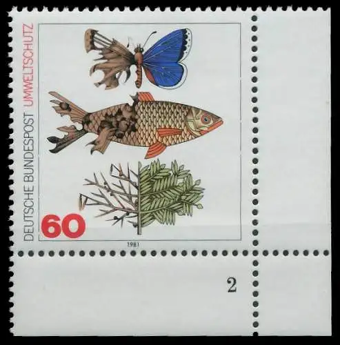 BRD BUND 1981 Nr 1087 postfrisch FORMNUMMER 2 3D678A
