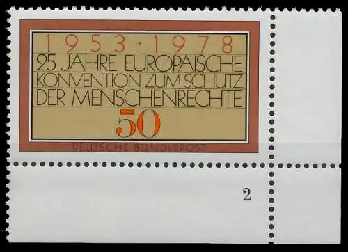 BRD BUND 1978 Nr 979 postfrisch FORMNUMMER 2 3D6B3A