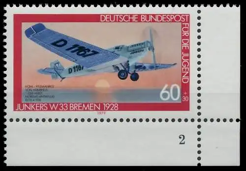 BRD BUND 1979 Nr 1007 postfrisch FORMNUMMER 2 3D6BDE