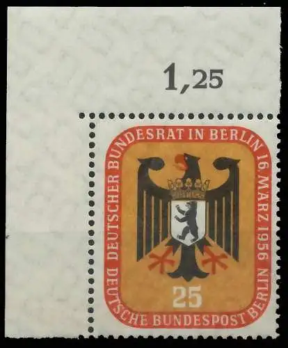 BERLIN 1956 Nr 137 ndgz postfrisch ECKE-OLI 3D9EE2