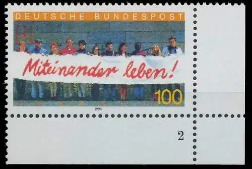 BRD BUND 1994 Nr 1725 postfrisch FORMNUMMER 2 3DFE6A