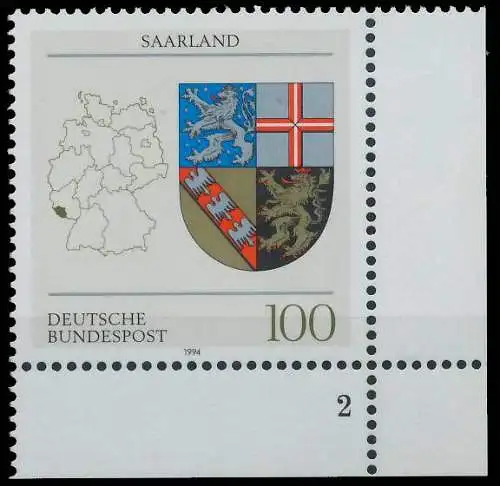 BRD BUND 1994 Nr 1712 postfrisch FORMNUMMER 2 3DFE7E