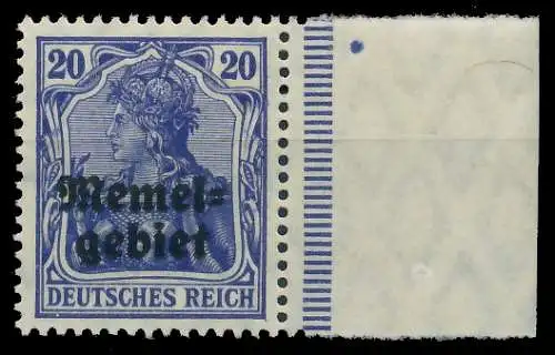 MEMEL 1920 GERMANIA Nr 4 postfrisch SRA 41695E