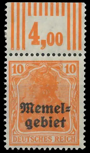 MEMEL 1920 GERMANIA Nr 14 WOR postfrisch ungebraucht ORA 416A96