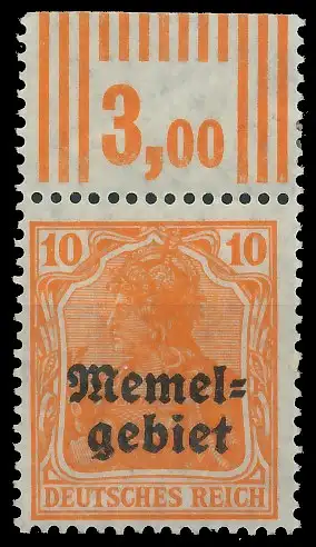 MEMEL 1920 GERMANIA Nr 14 WOR postfrisch ungebraucht ORA 416A9A