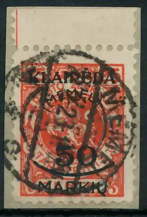 MEMEL 1923 Nr 126 zentrisch gestempelt Briefst³ck gepr. 416BDE