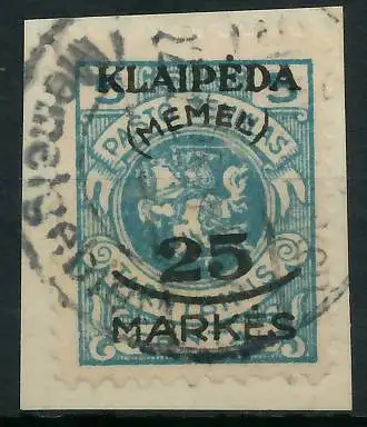 MEMEL 1923 Nr 125 gestempelt Briefst³ck gepr. 416BDA