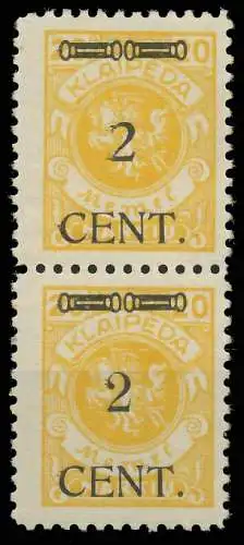 MEMEL 1923 Nr 176S2 Type II III ungebraucht SENKR PAAR 41E56A