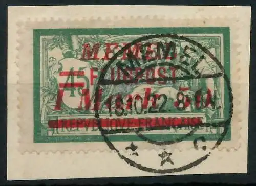 MEMEL 1922 Nr 101 zentrisch gestempelt Briefst³ck gepr. 425BFE