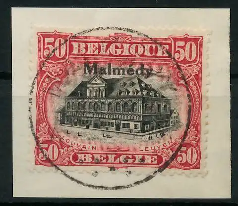 BELGISCHE BES.-POST MALMEDY Nr 10 zentrisch gestempelt Briefst³ck 425E1A