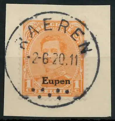 BELGISCHE BES.-POST EUPEN Nr 1 zentrisch gestempelt Briefst³ck 42617A