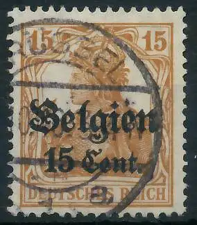BES. 1WK LANDESPOST BELGIEN Nr 15I gestempelt gepr. 44323A