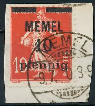 MEMEL 1920 Nr 19y gestempelt Briefst³ck 44771E